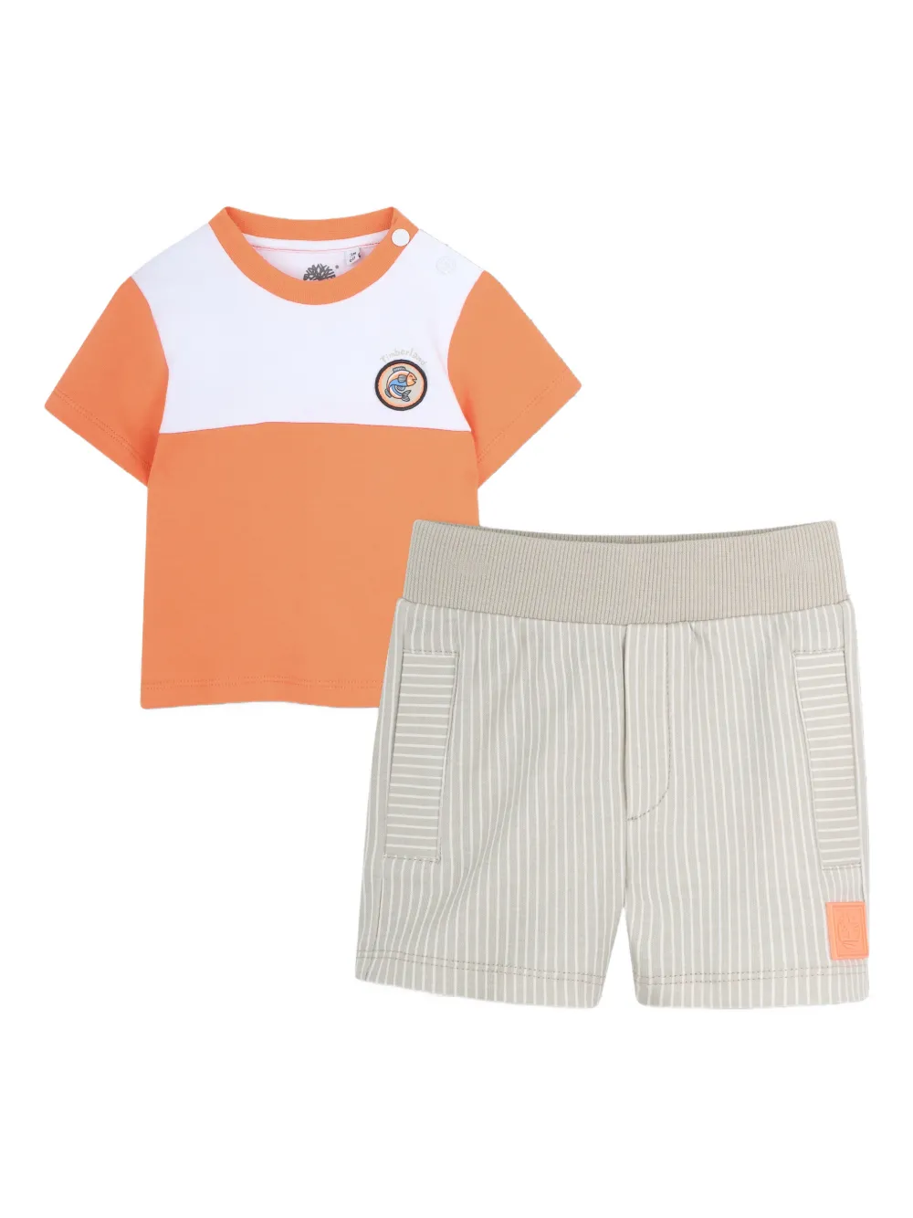 Timberland Kids colourblock logo-appliqué short set - Grey