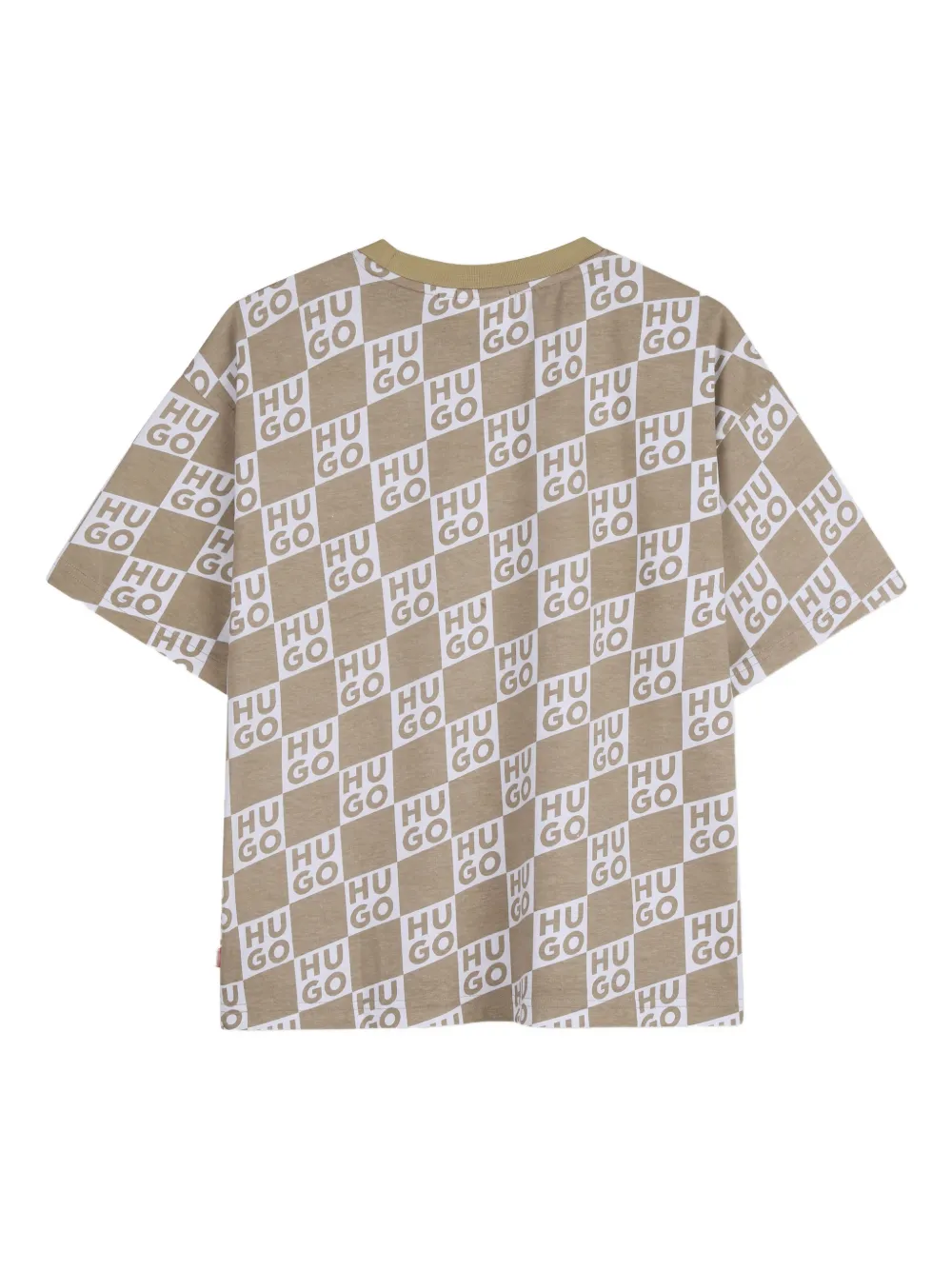  Hugo Kids Check-print T-shirt - Neutrals 