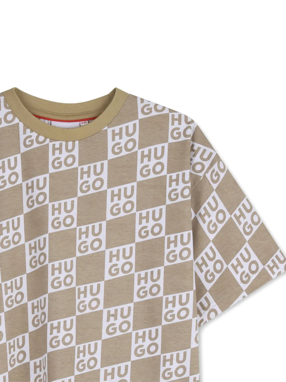  Hugo Kids Check-print T-shirt - Neutrals 