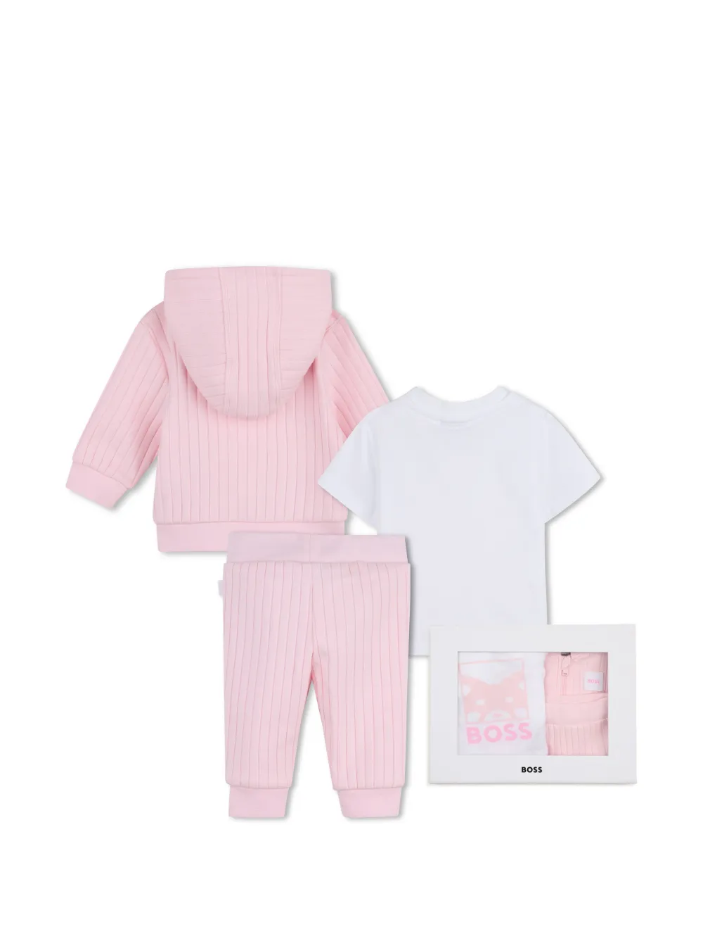  Boss Kidswear Hooded Ribbed Set - Pink 