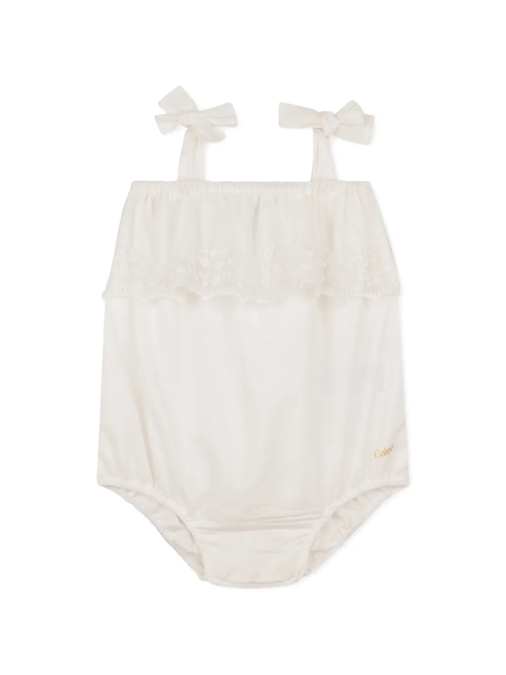  Chloé Kids Bow Lace Set - Neutrals 