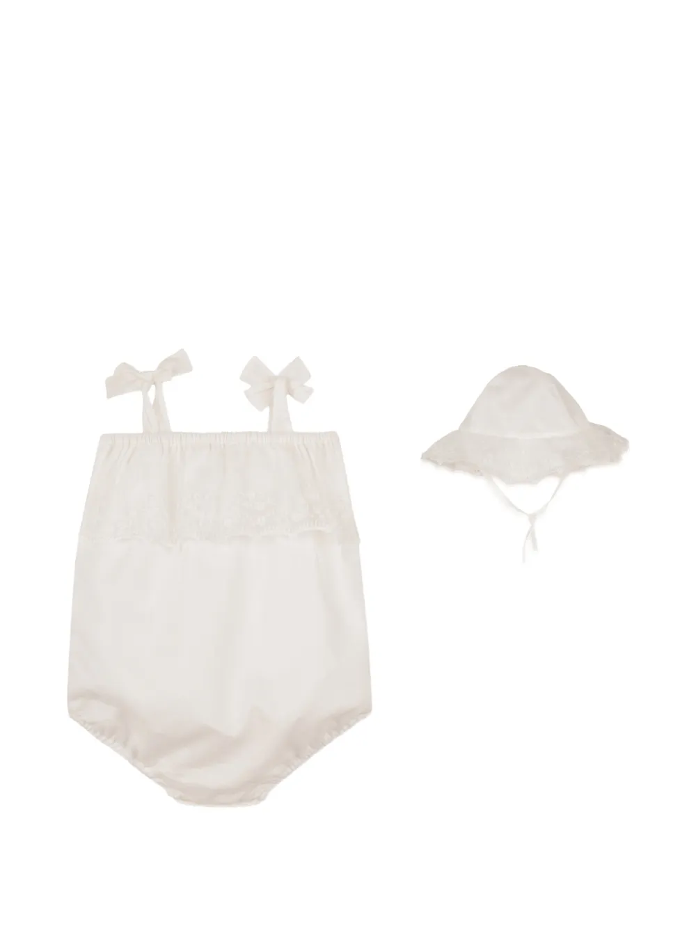  Chloé Kids Bow Lace Set - Neutrals 