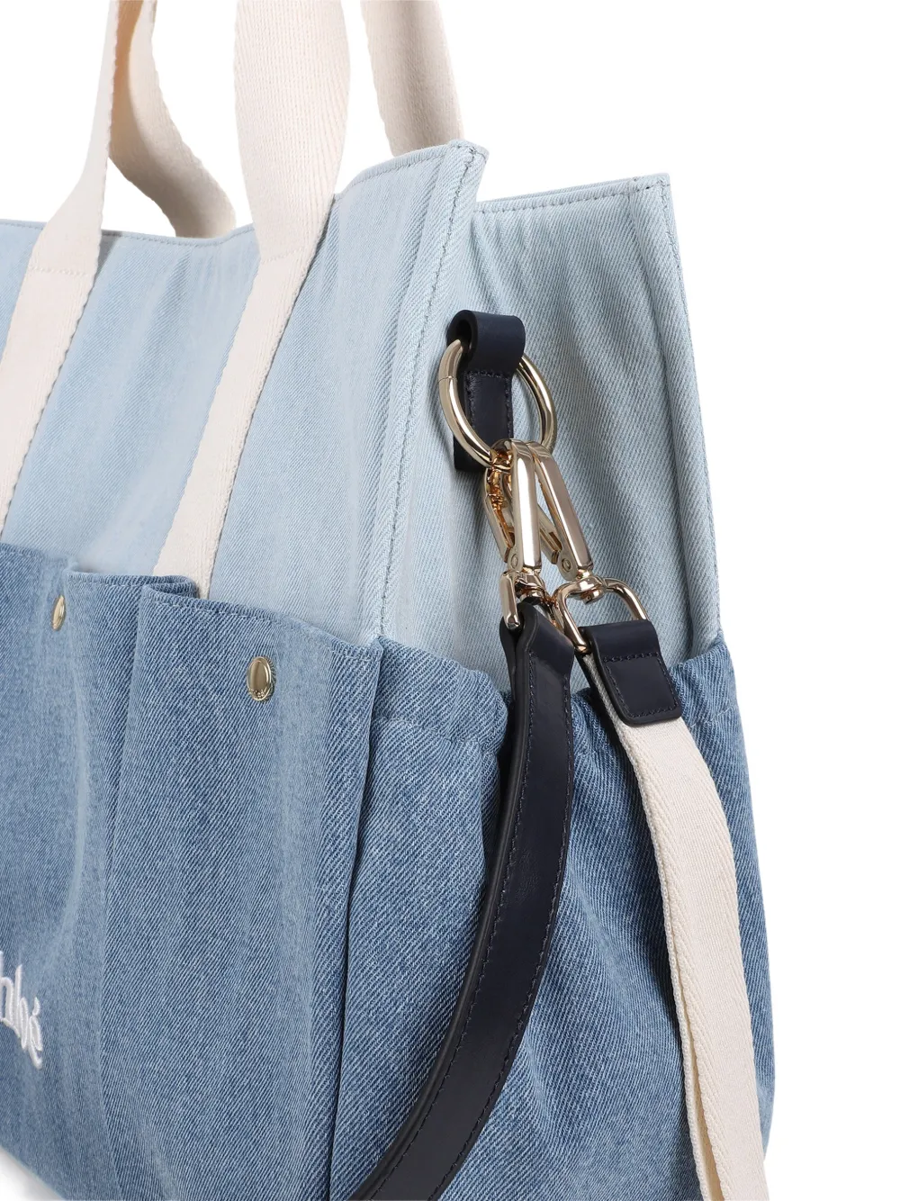 Chloé Kids Luiertas met geborduurd logo Blauw