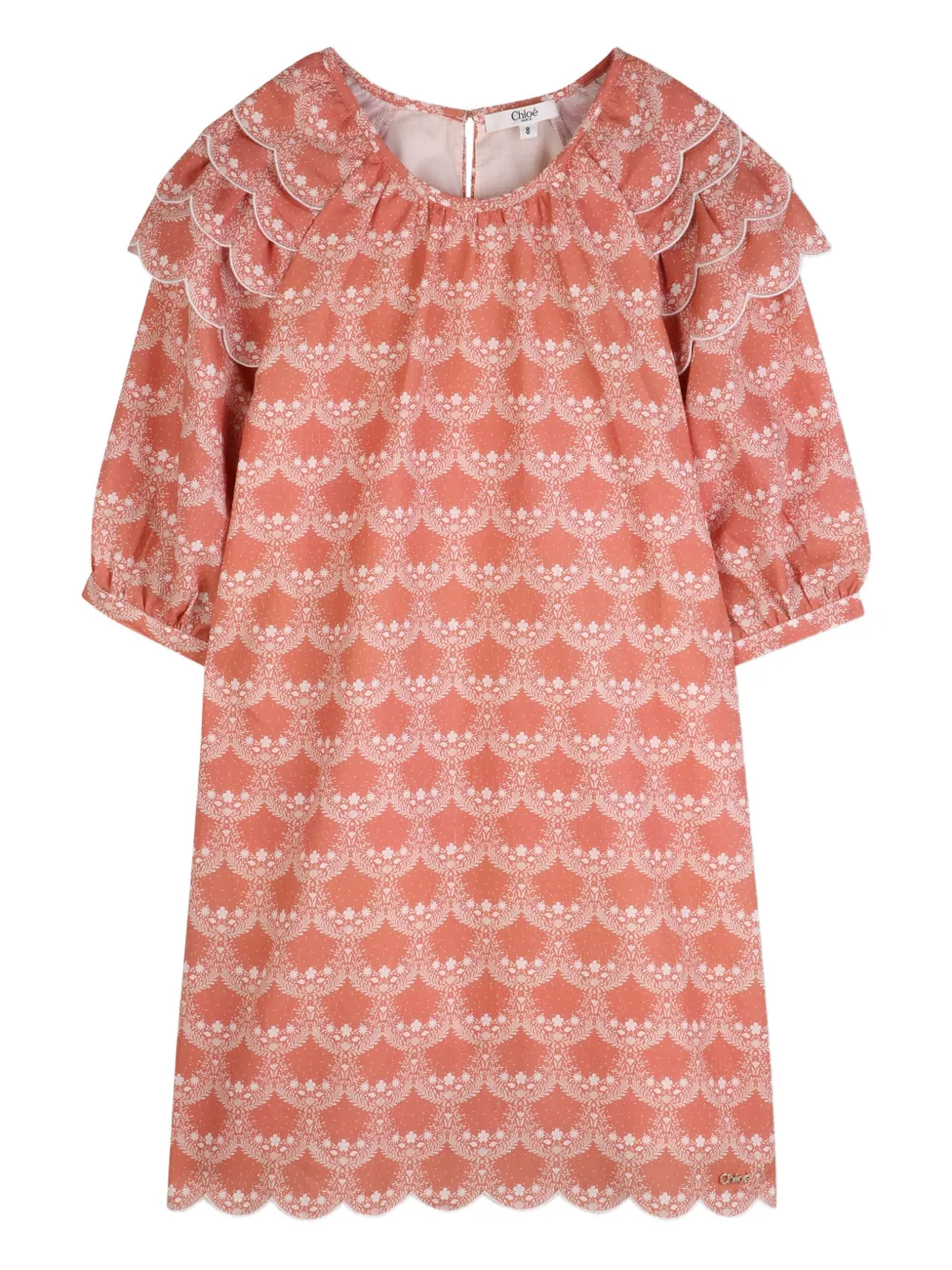 Chloé Kids Abito arricciato con stampa - Rosa