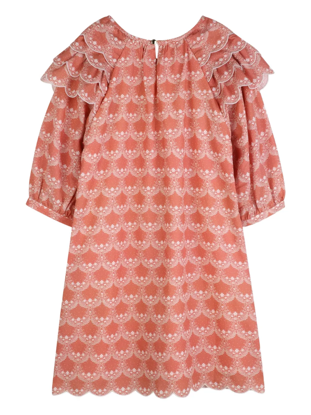  Chloé Kids Ruffled Printed Dress - Pink 