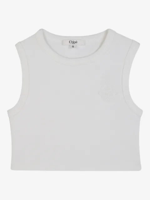 Chloé Kids logo-patched sleeveless T-shirt