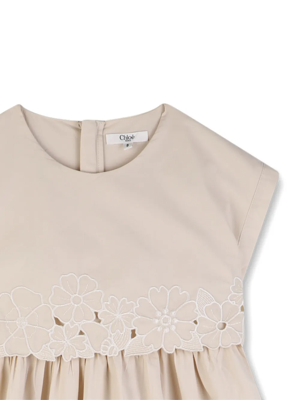  Chloé Kids Floral-embroidered Dress - Neutrals 