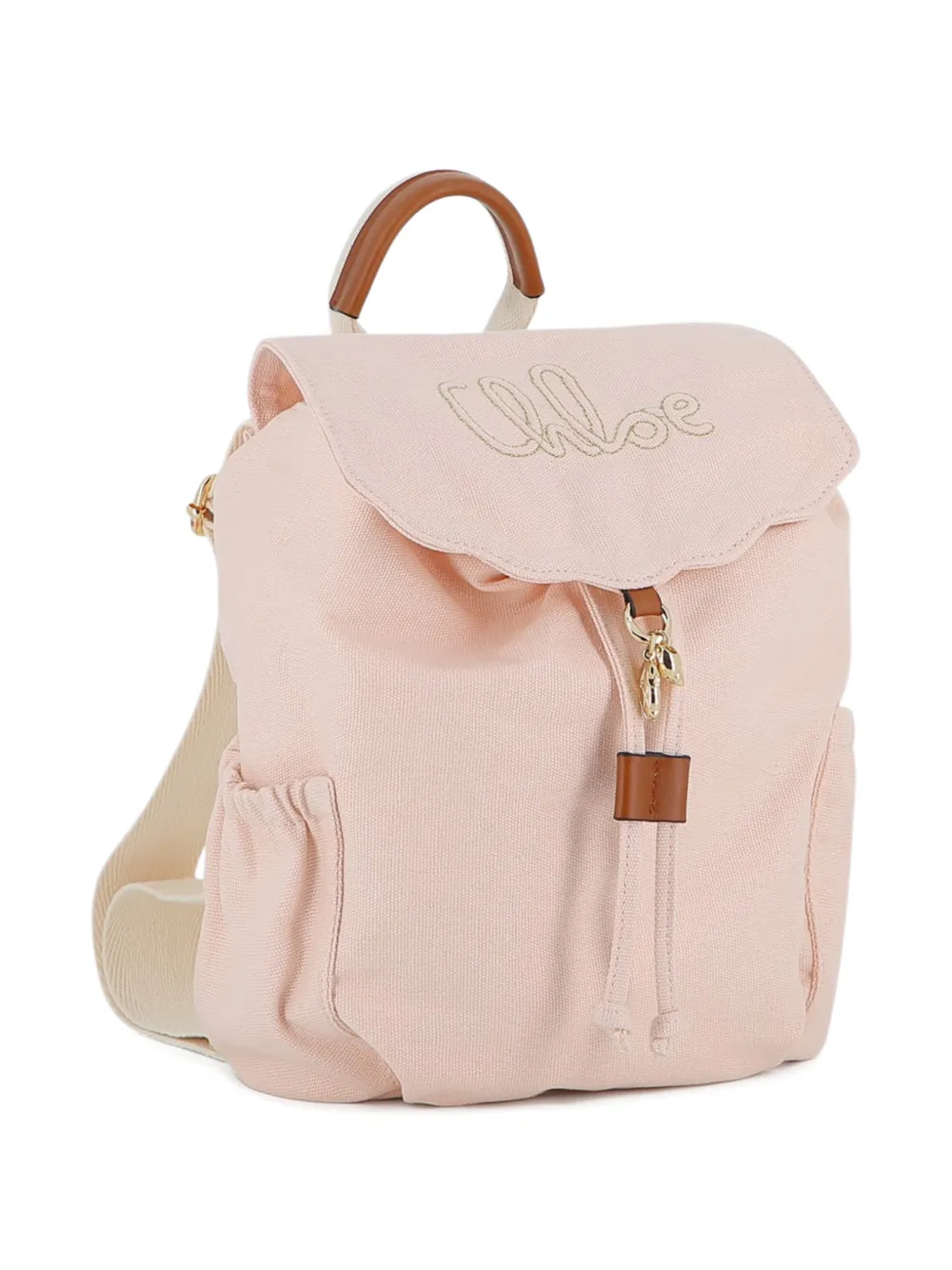  Chloé Kids Logo-embroidered Backpack - Pink 