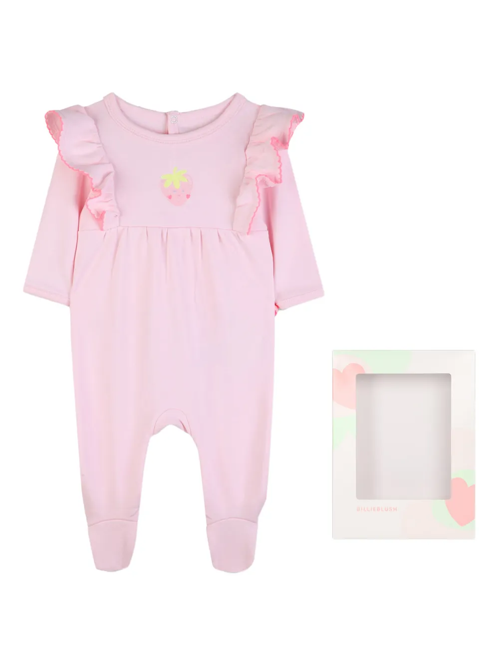 Billieblush ruffled strawberry-motif babygrow set - Rosa