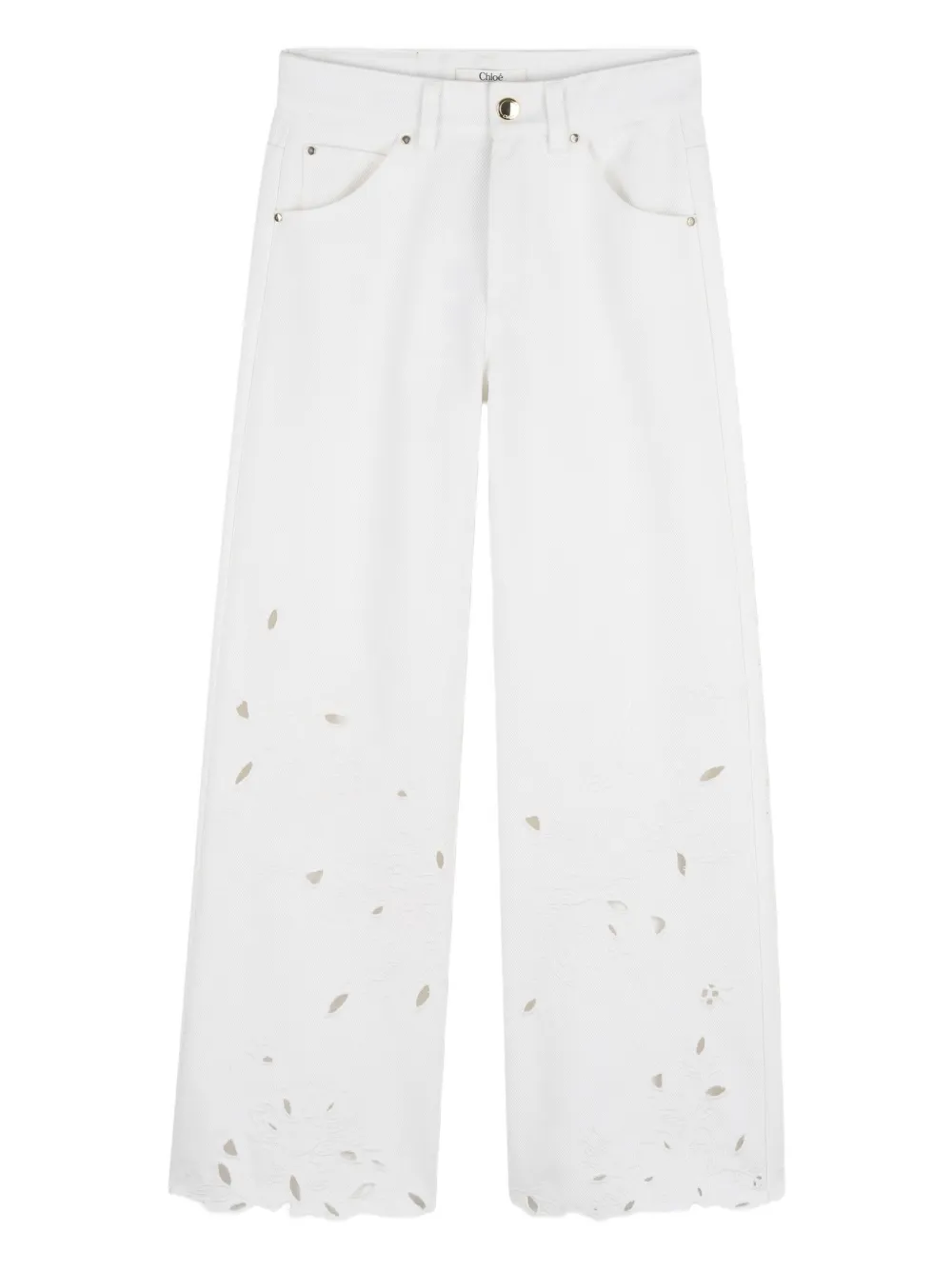 Chloé Kids Pantaloni a fiori - Bianco