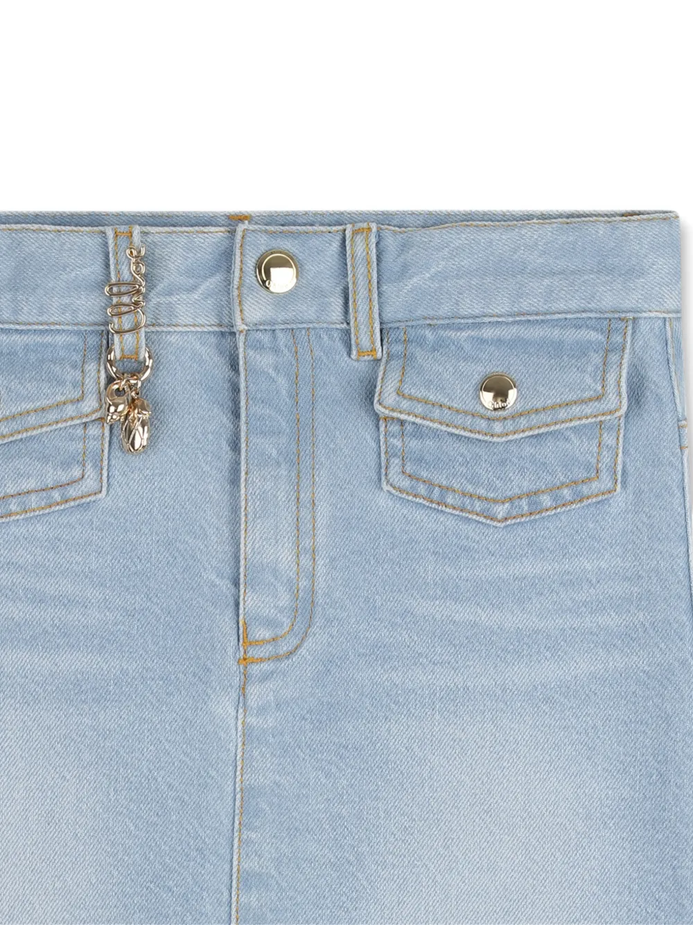  Chloé Kids Frayed-hem Pocket Skirt - Blue 