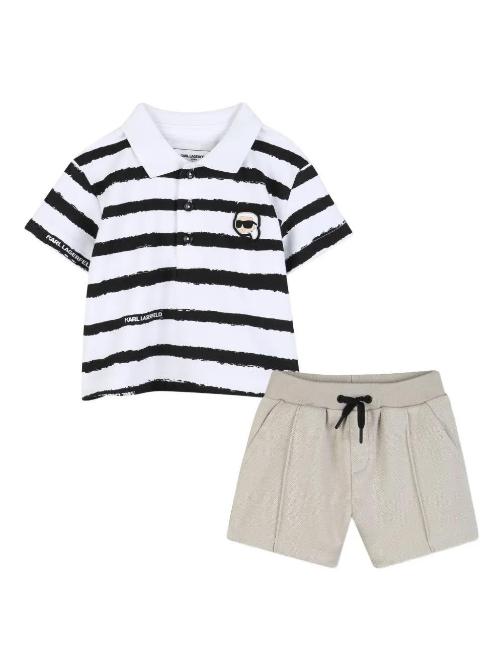 Karl Lagerfeld Kids Ikonik Karl striped shorts set - Toni neutri