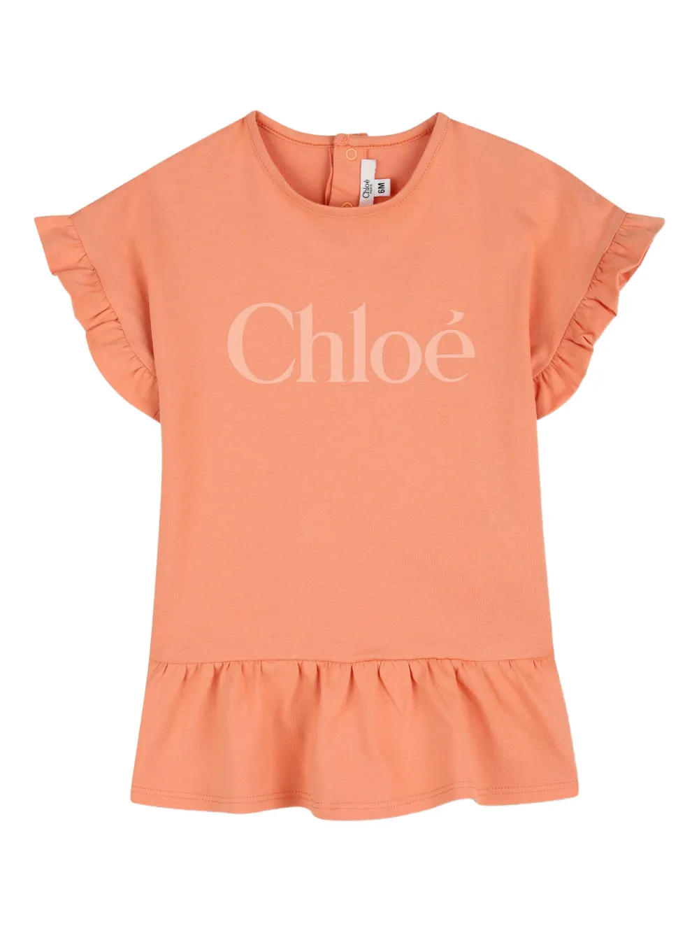 Chloé Kids ruffled logo-print dress - Orange