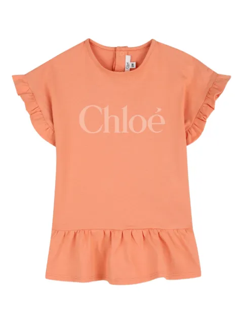 Chloé Kids robe volantée à logo imprimé