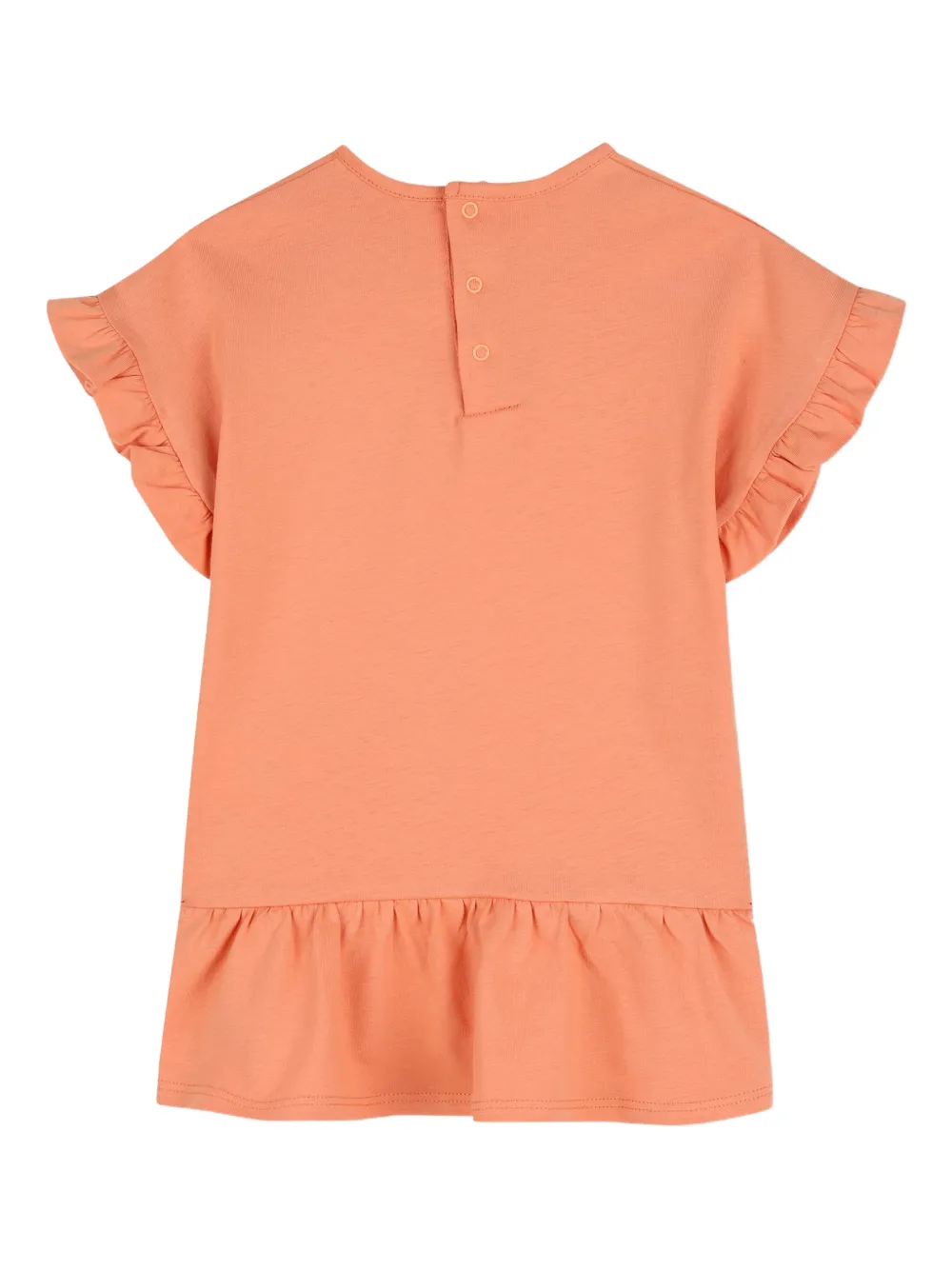Chlo&eacute; Kids ruffled logo-print dress - Oranje