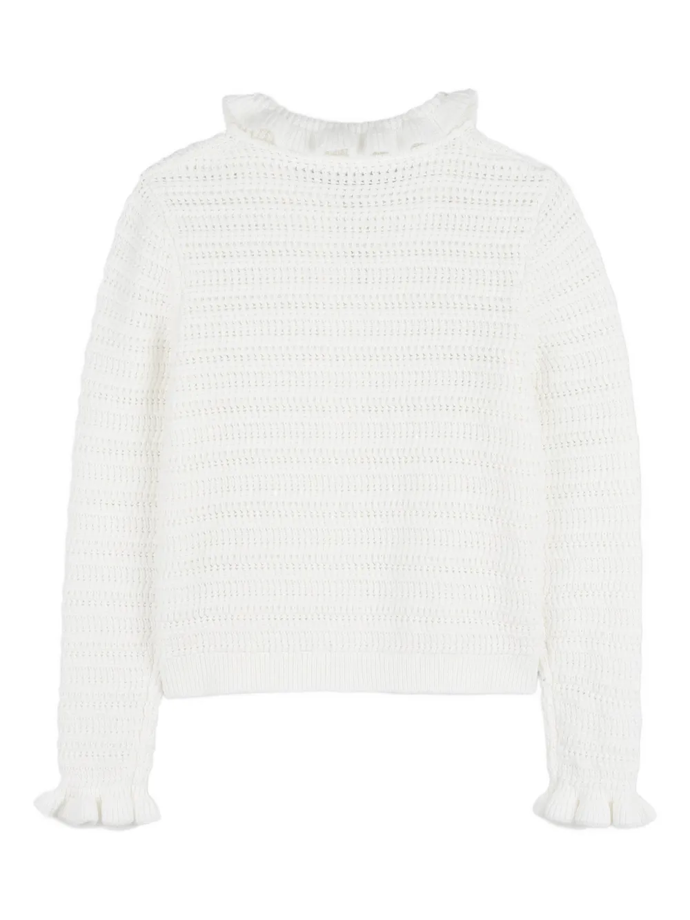 Ruffled-Trim Cardigan