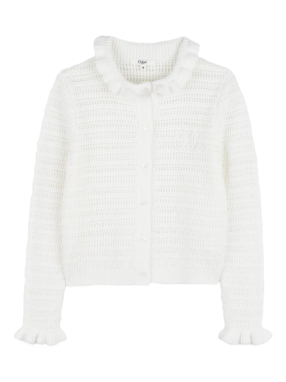 Chloé Kids ruffled-trim cardigan - Bianco