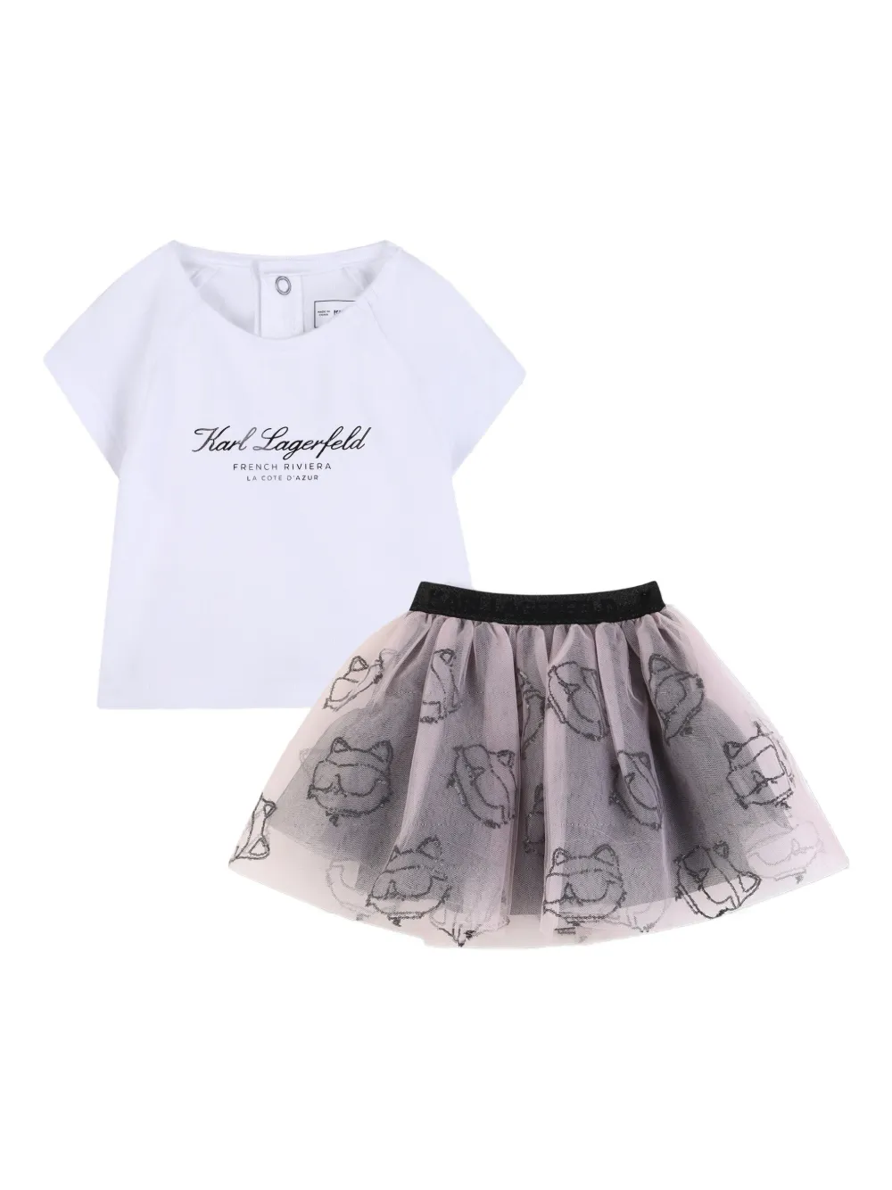 Karl Lagerfeld Kids Ikon Choupette skirt set - Rosa