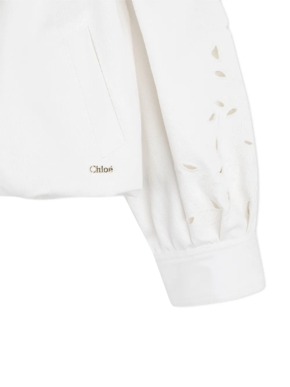 Chloé Kids Katoenen jack met uitgesneden details Wit