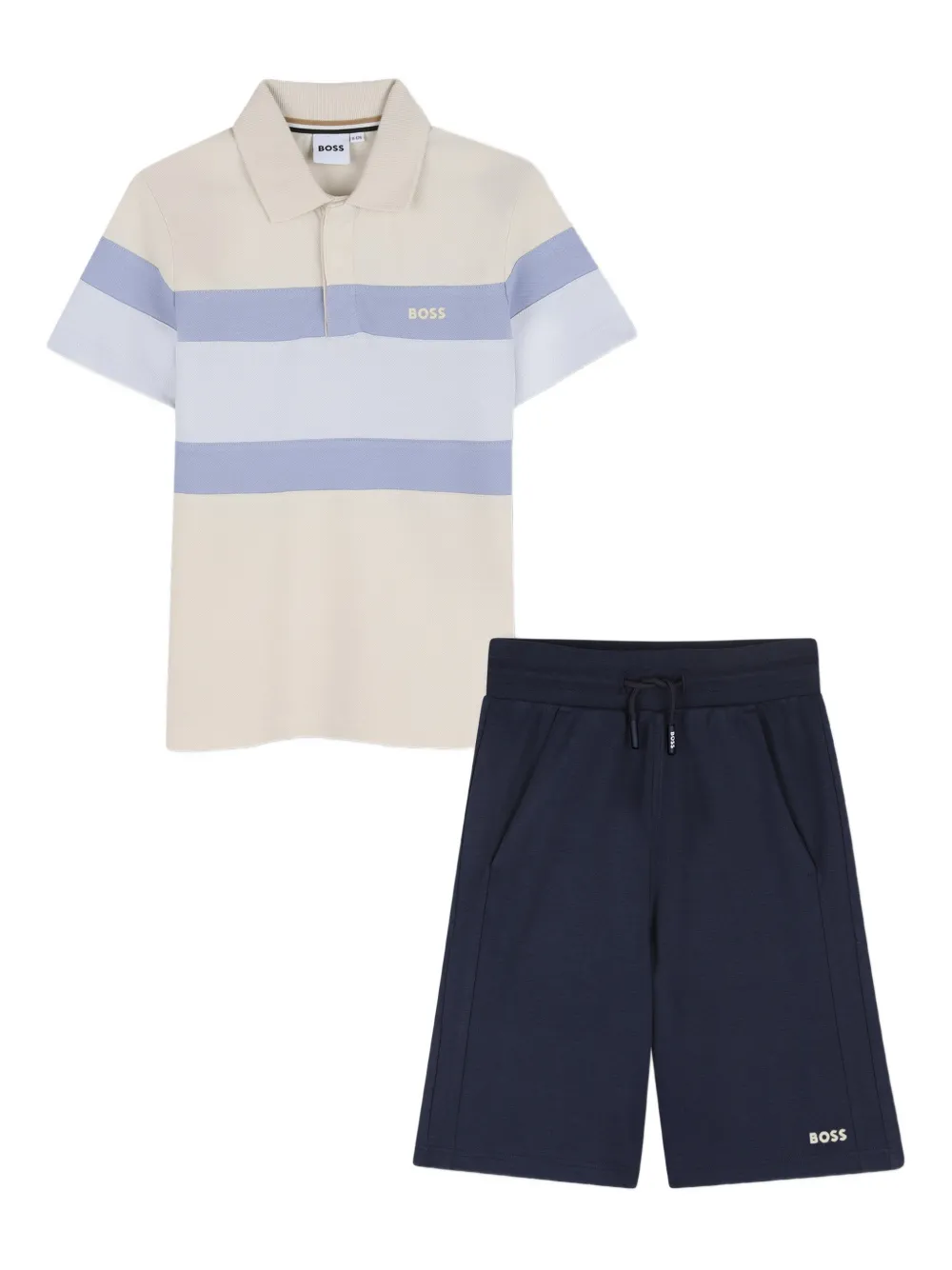 BOSS Kidswear Set shorts con logo - Toni neutri