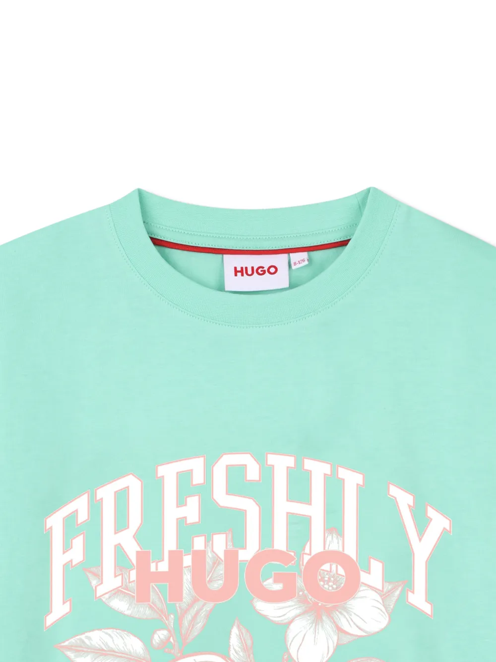 HUGO KIDS T-shirt met bloemenprint Groen