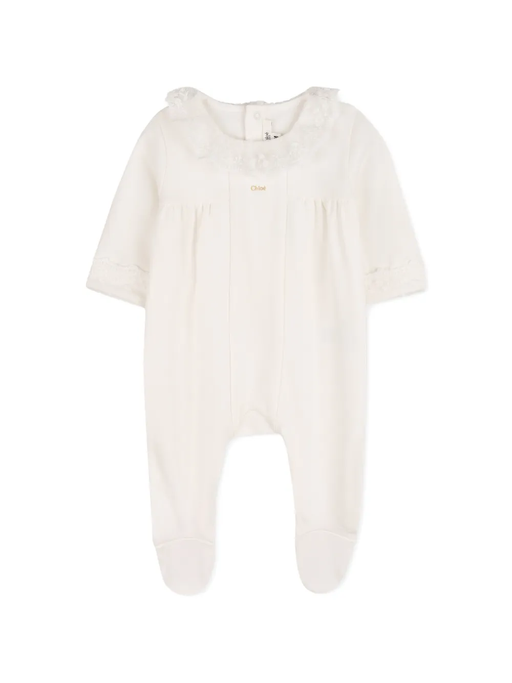  Chloé Kids Lace Trim Blanket - Neutrals 