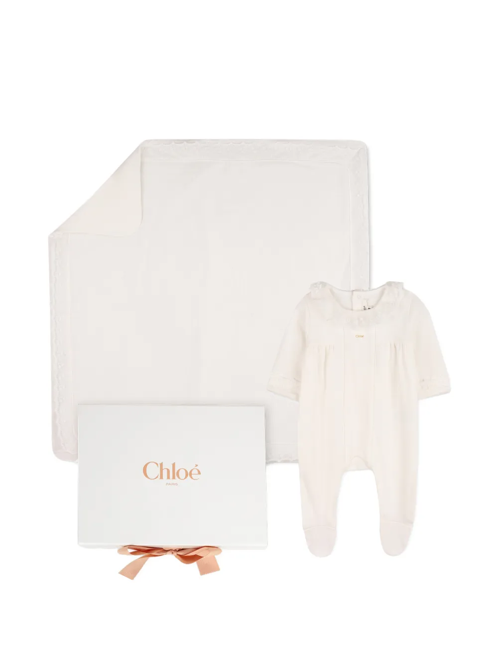 Chloé Kids Coperta con bordo in pizzo - Toni neutri