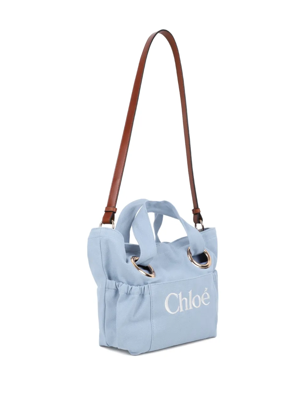  Chloé Kids Eyelet-detail Tote Bag - Blue 