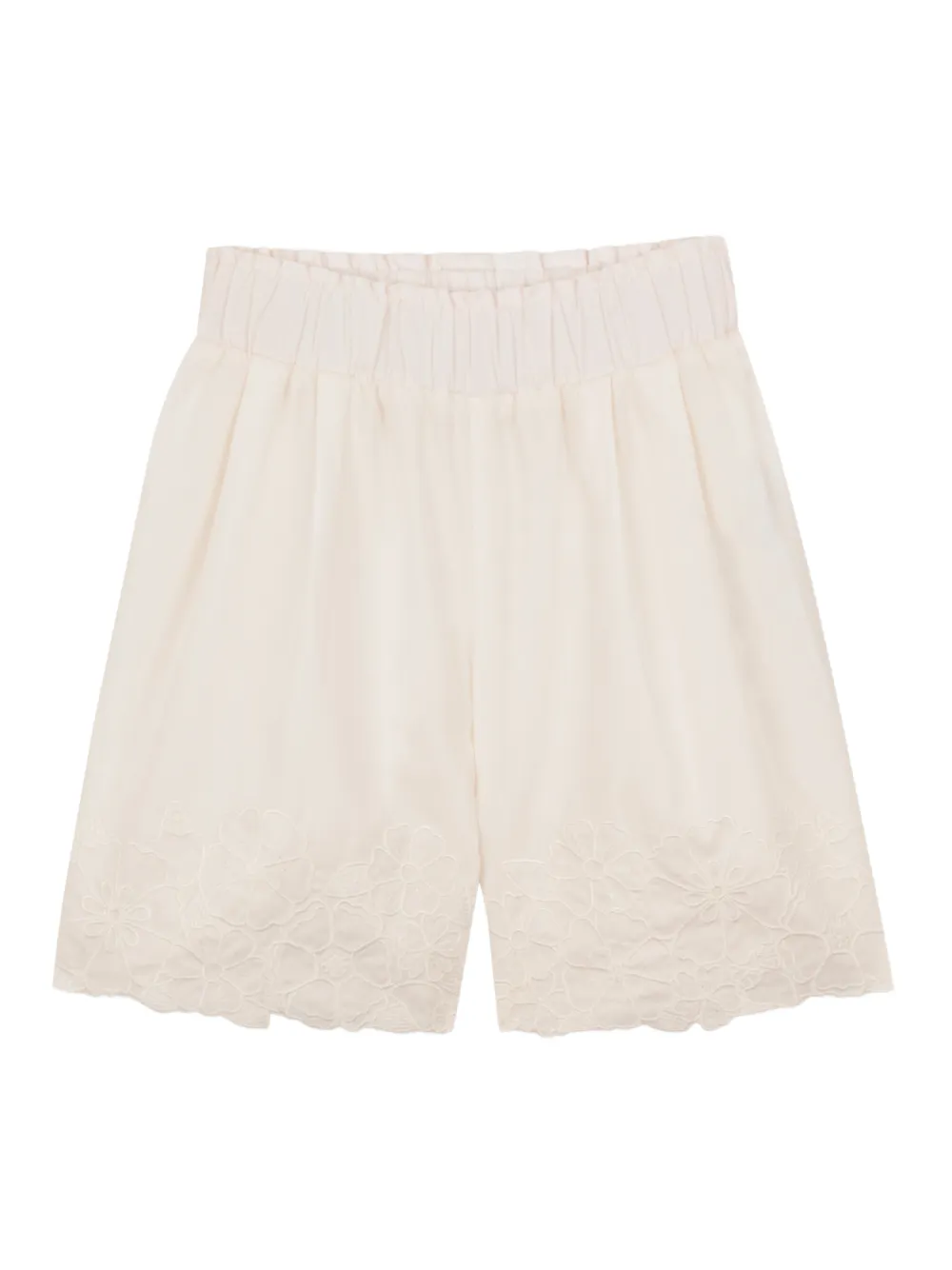 Chloé Kids floral-embroidered shorts - Toni neutri
