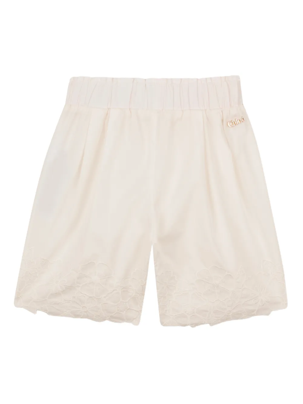 Chlo&eacute; Kids floral-embroidered shorts - Beige