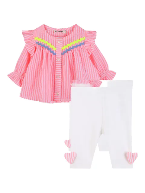 Billieblush ruffled-trim striped babygrow set