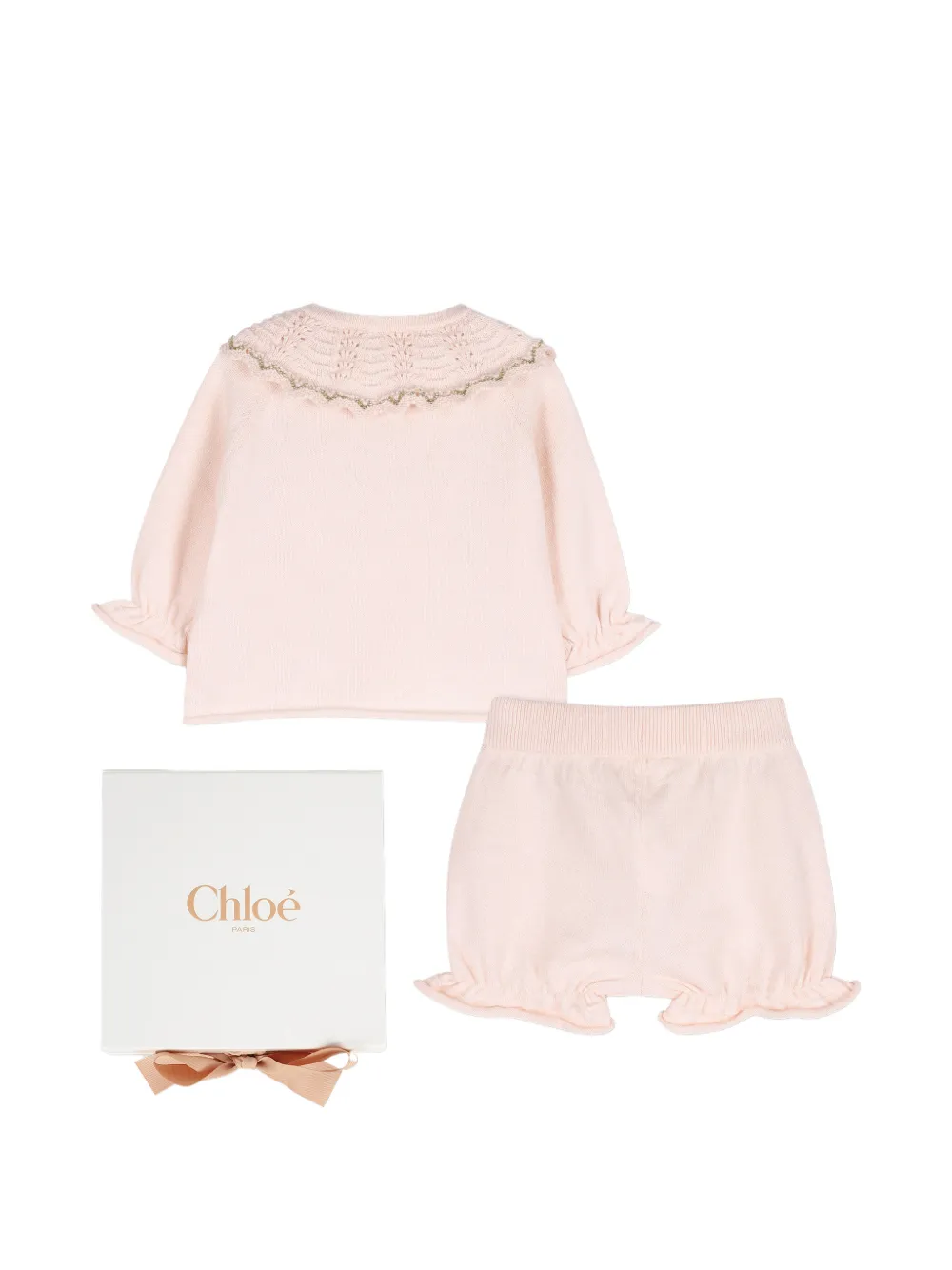  Chloé Kids Crochet Ruffled Set - Pink 