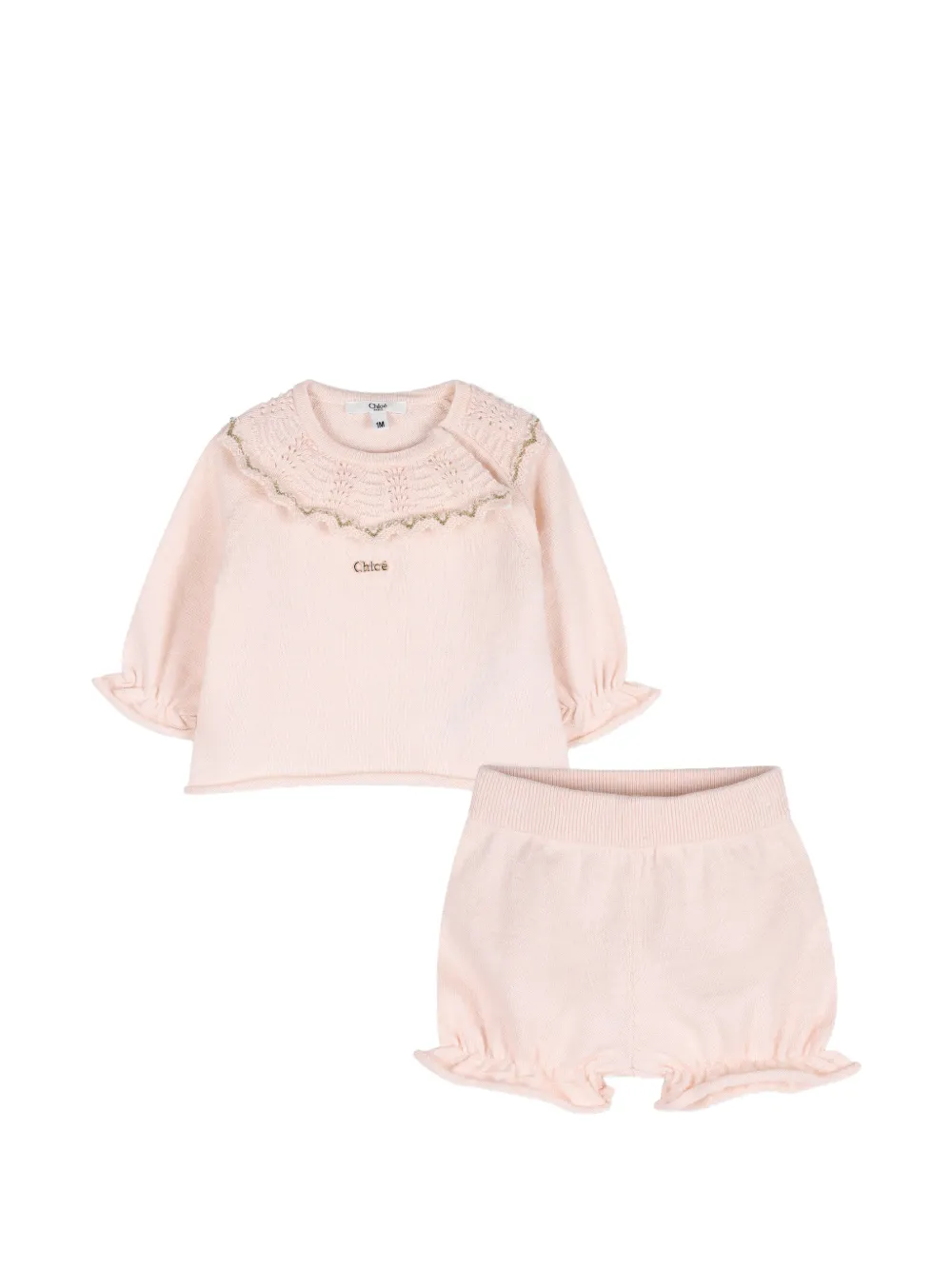 Chloé Kids Gehäkeltes Set mit Rüschen - Rosa