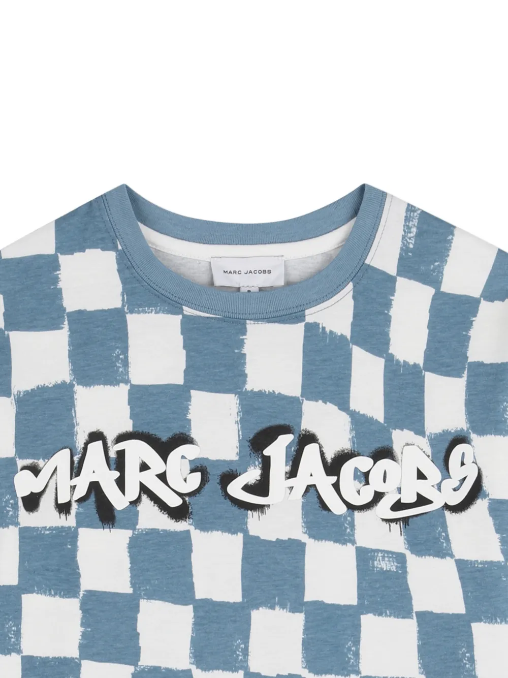 Marc Jacobs Kids Geruit T-shirt Blauw