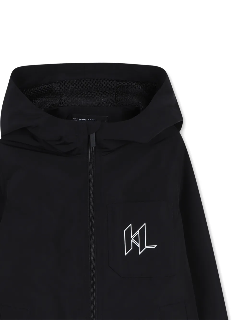 Karl Lagerfeld Kids Jack met capuchon en grafisch detail Zwart