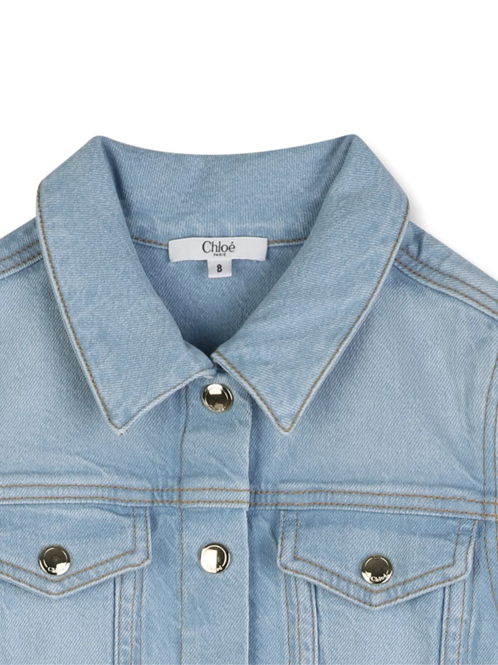  Chloé Kids Buttoned Cotton Jacket - Blue 