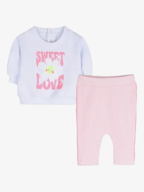 Billieblush flower-embellished cotton trousers set