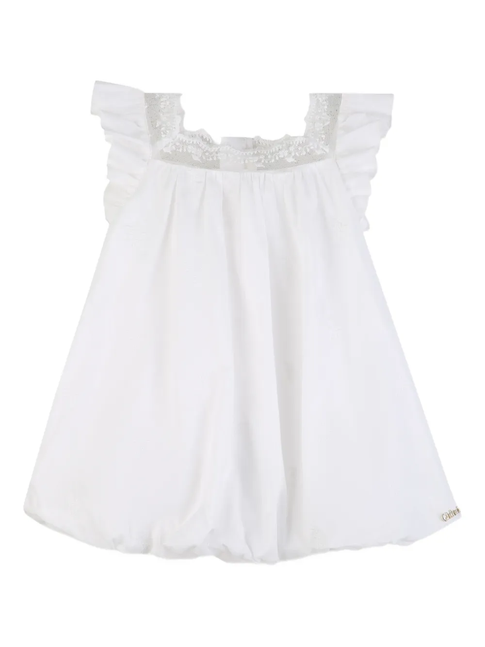 Chloé Kids ruffled lace-trim dress - White