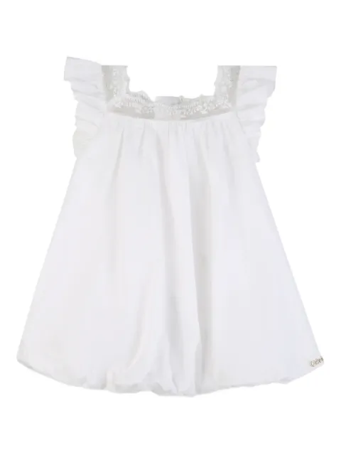 Chloé Kids vestido con ribete de encaje y volantes