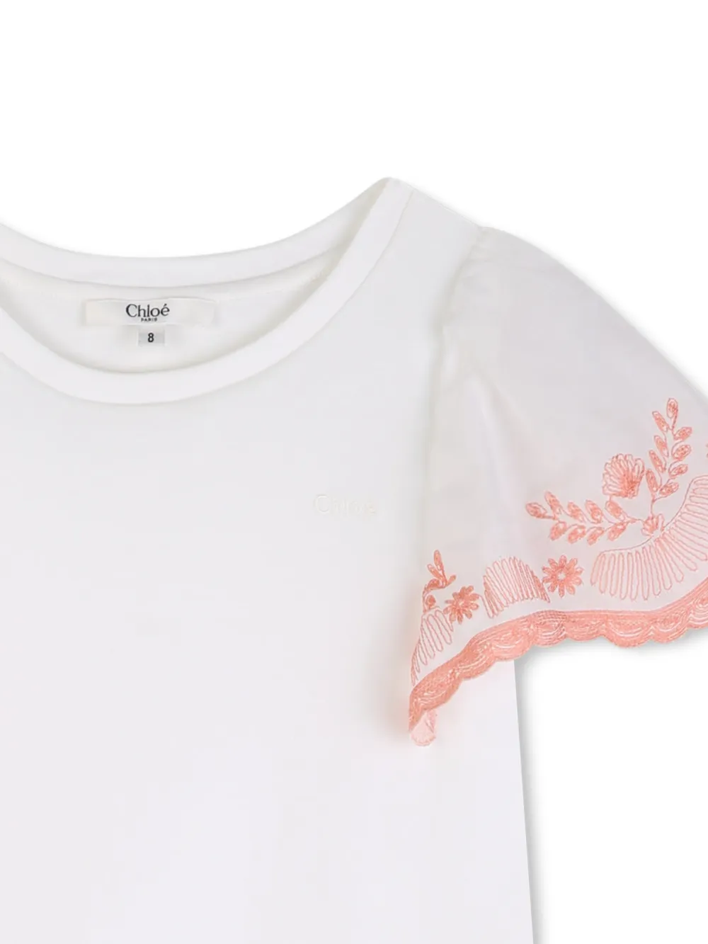 Chloé Kids T-shirt met geborduurde bloemen Wit