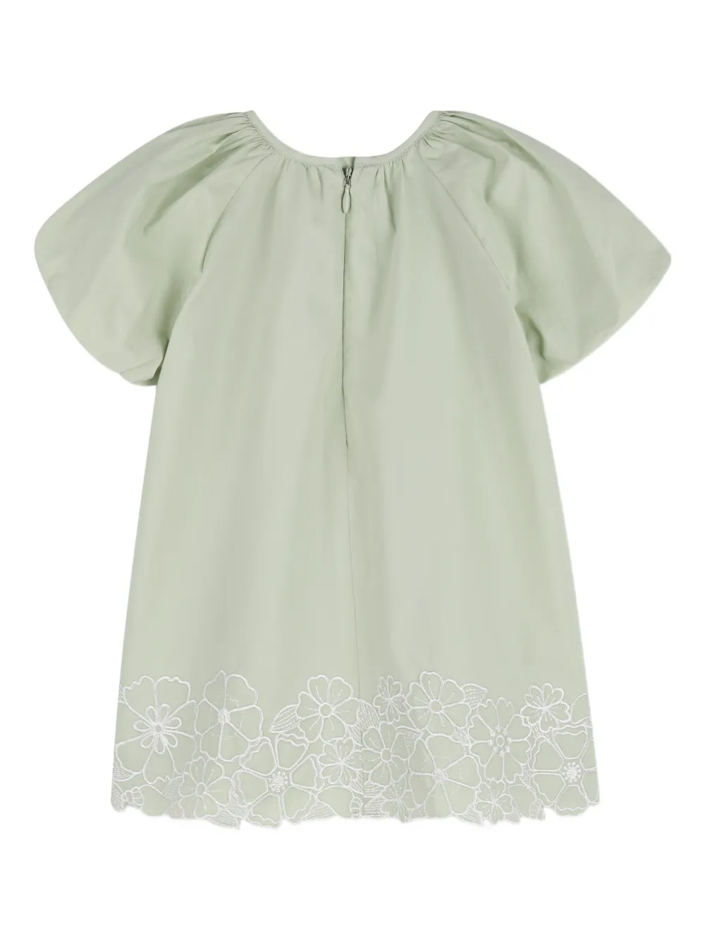 Chlo&eacute; Kids Jurk met geborduurde bloemen - Groen