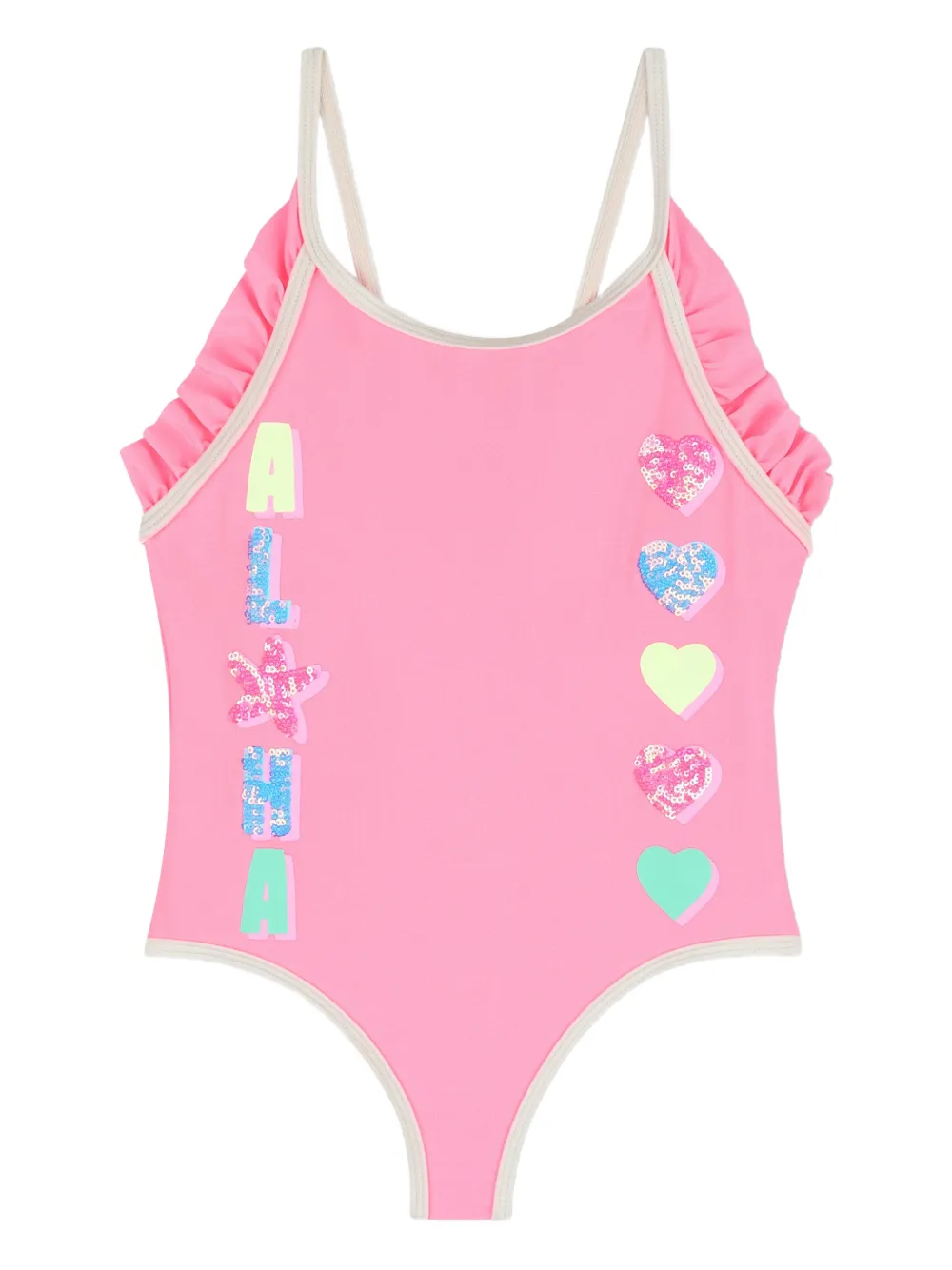 Billieblush Costume da bagno con stampa e ruches - Rosa