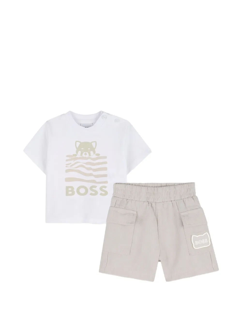 BOSS Kidswear logo graphic shorts set - Neutrals