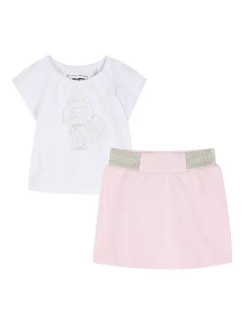 Karl Lagerfeld Kids Ikon Choupette logo-waistband skirt set