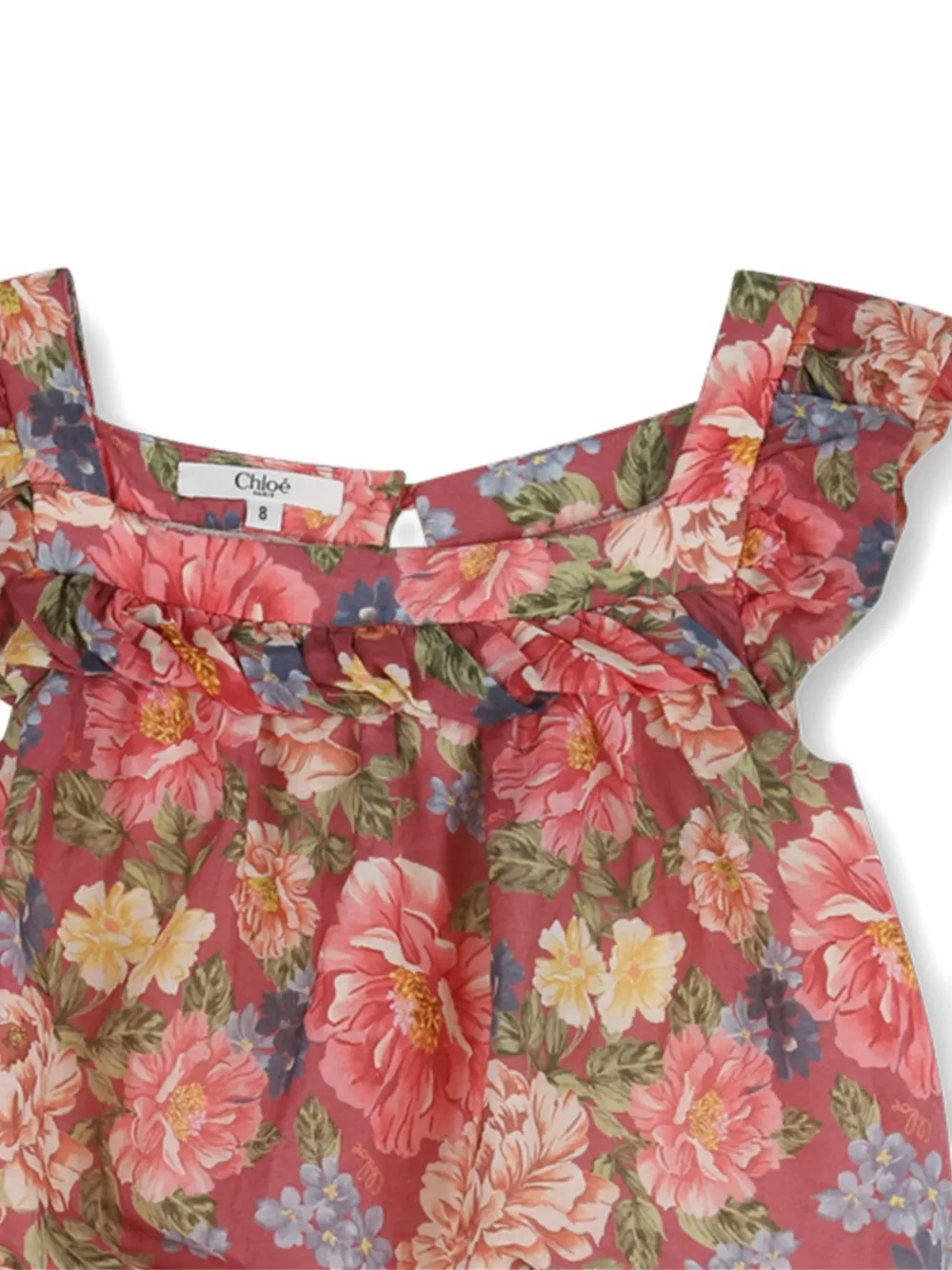 Chloé Kids Playsuit met ruches en bloemenprint Rood