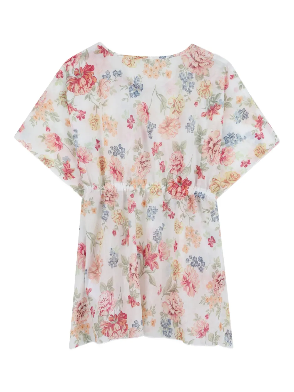 Chloé Kids Jurk met bloemenprint en gestrikte taille Wit