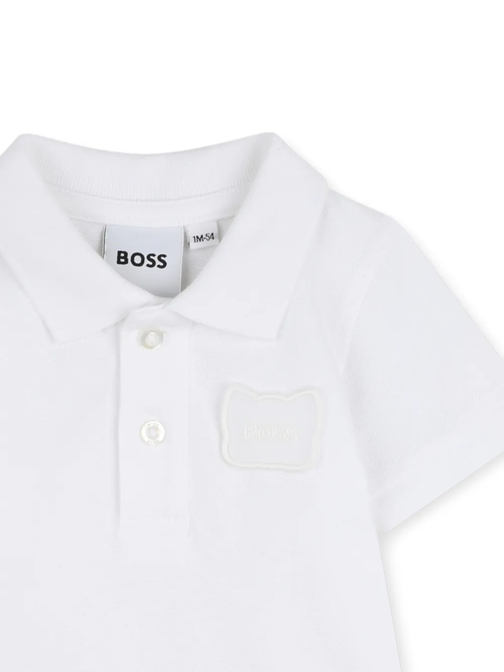 BOSS Kidswear Poloshirt romper met patchdetail Wit