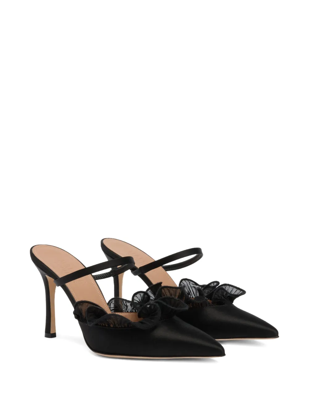 Malone Souliers Cecile muiltjes met strikdetail en ruches Zwart