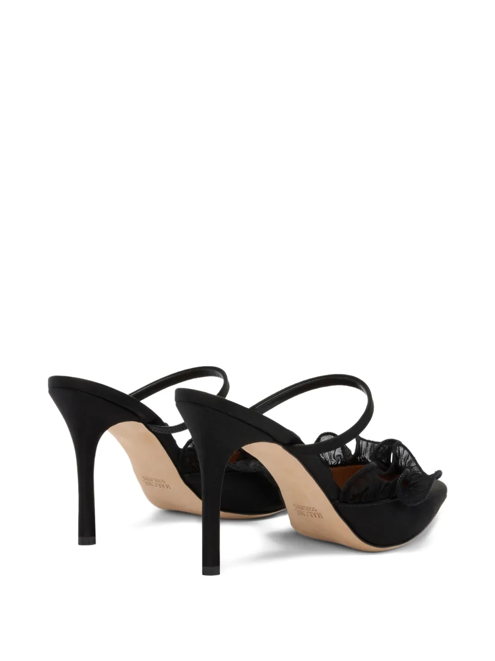 Malone Souliers Cecile muiltjes met strikdetail en ruches Zwart