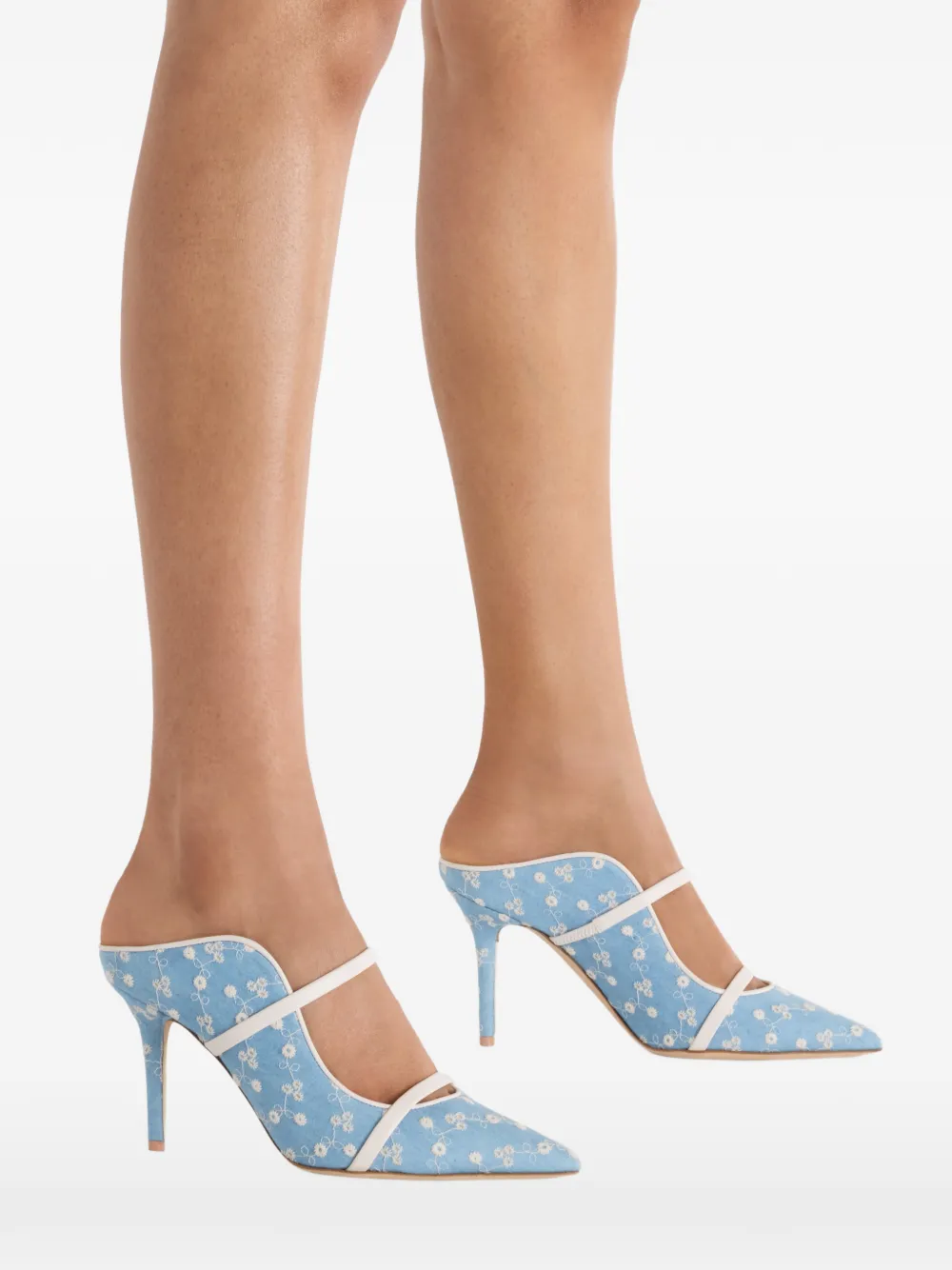 Malone Souliers Maureen muiltjes met bloemenprint Blauw